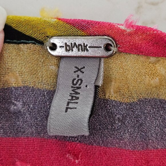 Bl^nk Elouera Peasant Blouse X-Small Oversuzed Stripe Embroidered Boho - Picture 8 of 12